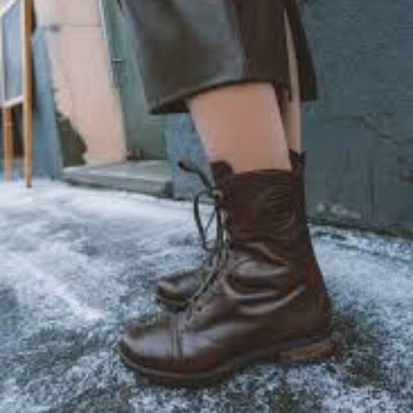 Rockport Lace Up Waterproof Boots Womens Size 7.5 Brown Leather  goth grunge - Picture 2 of 16